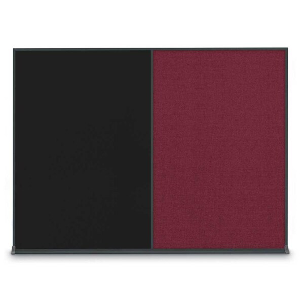 United Visual Products Double Door Radius Plus Corkboard, 48"X UV8003PLUS-BLACK-FORBO - main